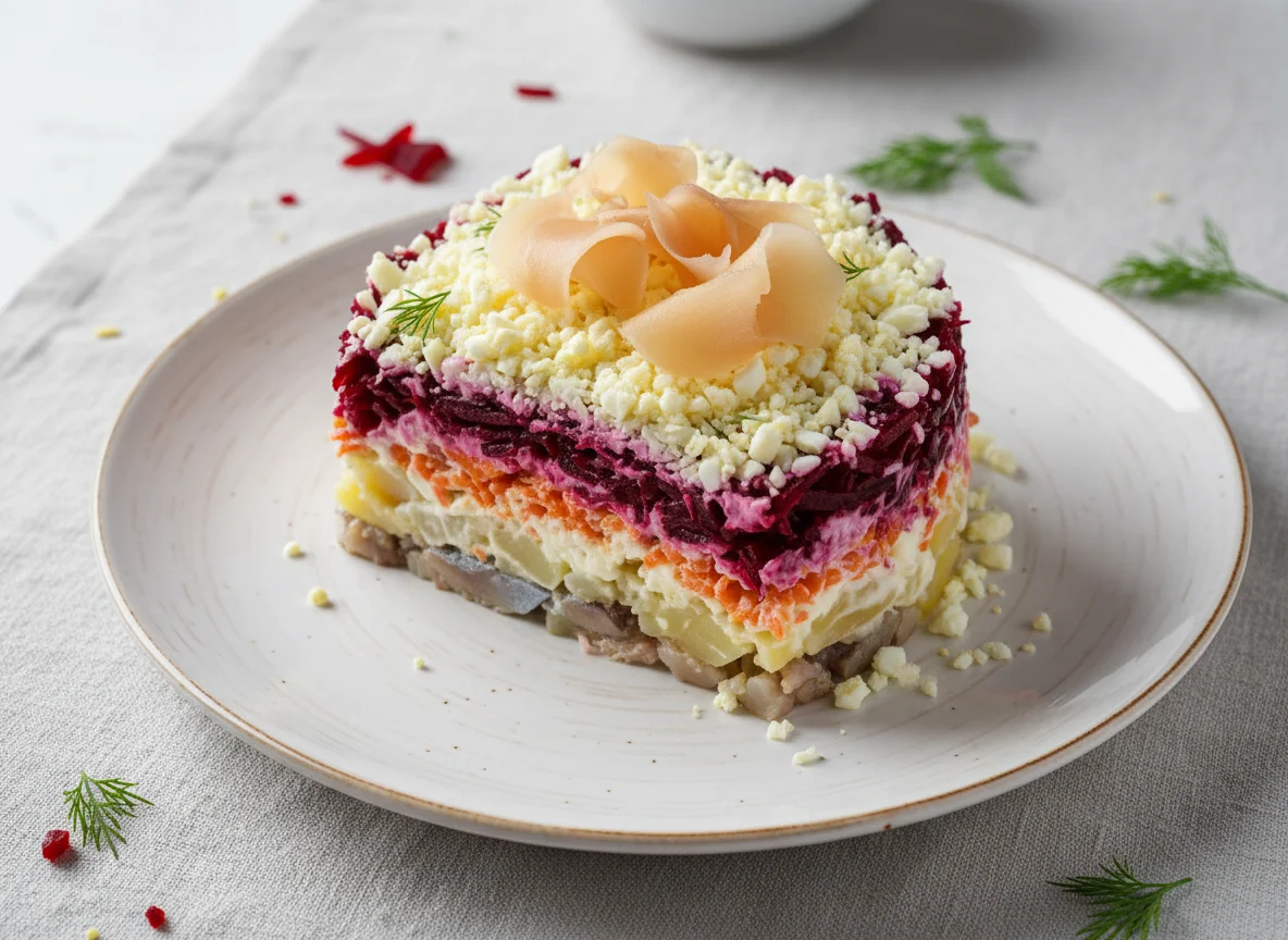 Сельдь под шубой с маринованным имбирем photo