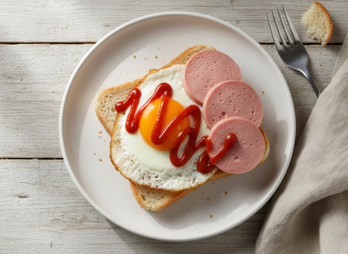 Сэндвич с яйцом и колбасой photo