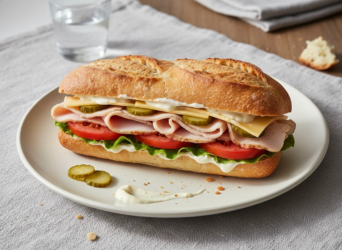 Сэндвич с индейкой и овощами photo