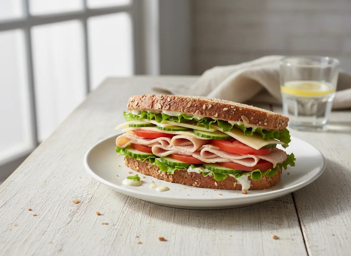 Сэндвич с индейкой и сыром photo