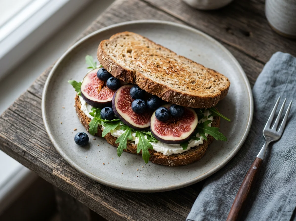 Сэндвич с инжиром и черникой photo