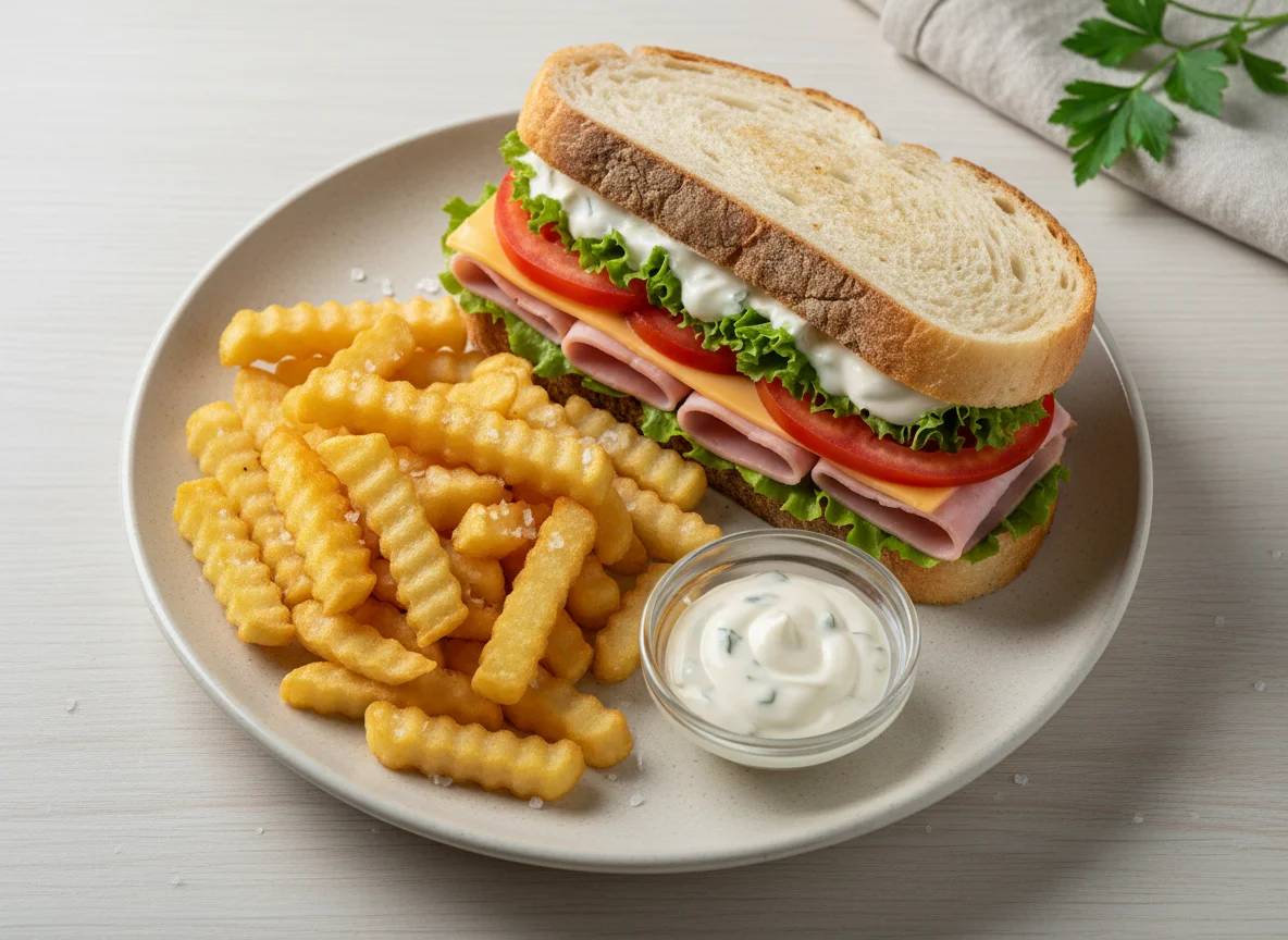 Сэндвич с картофелем фри photo