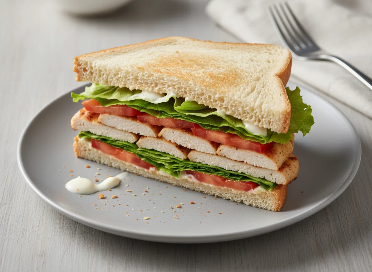 Сэндвич с курицей и овощами photo