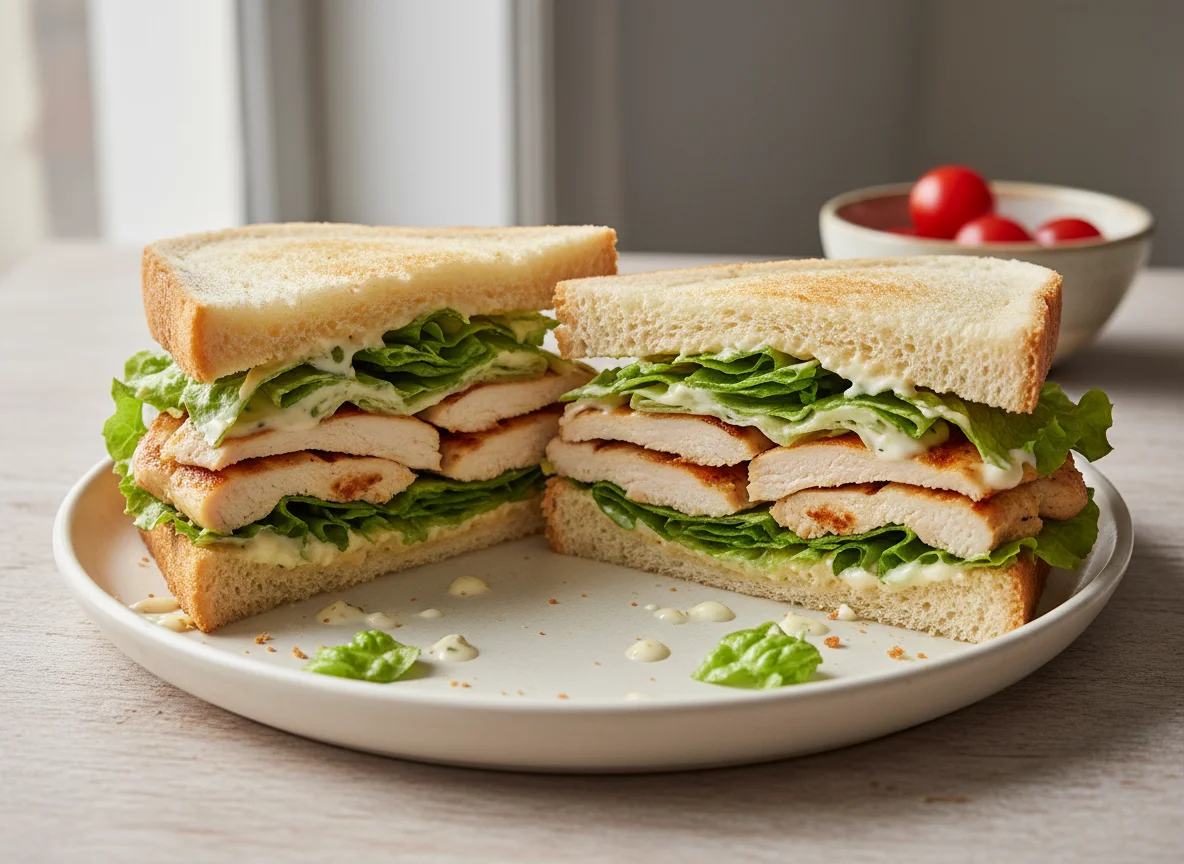 Сэндвич с курицей и салатом photo