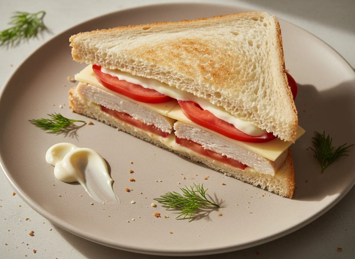 Сэндвич с курицей и сыром photo