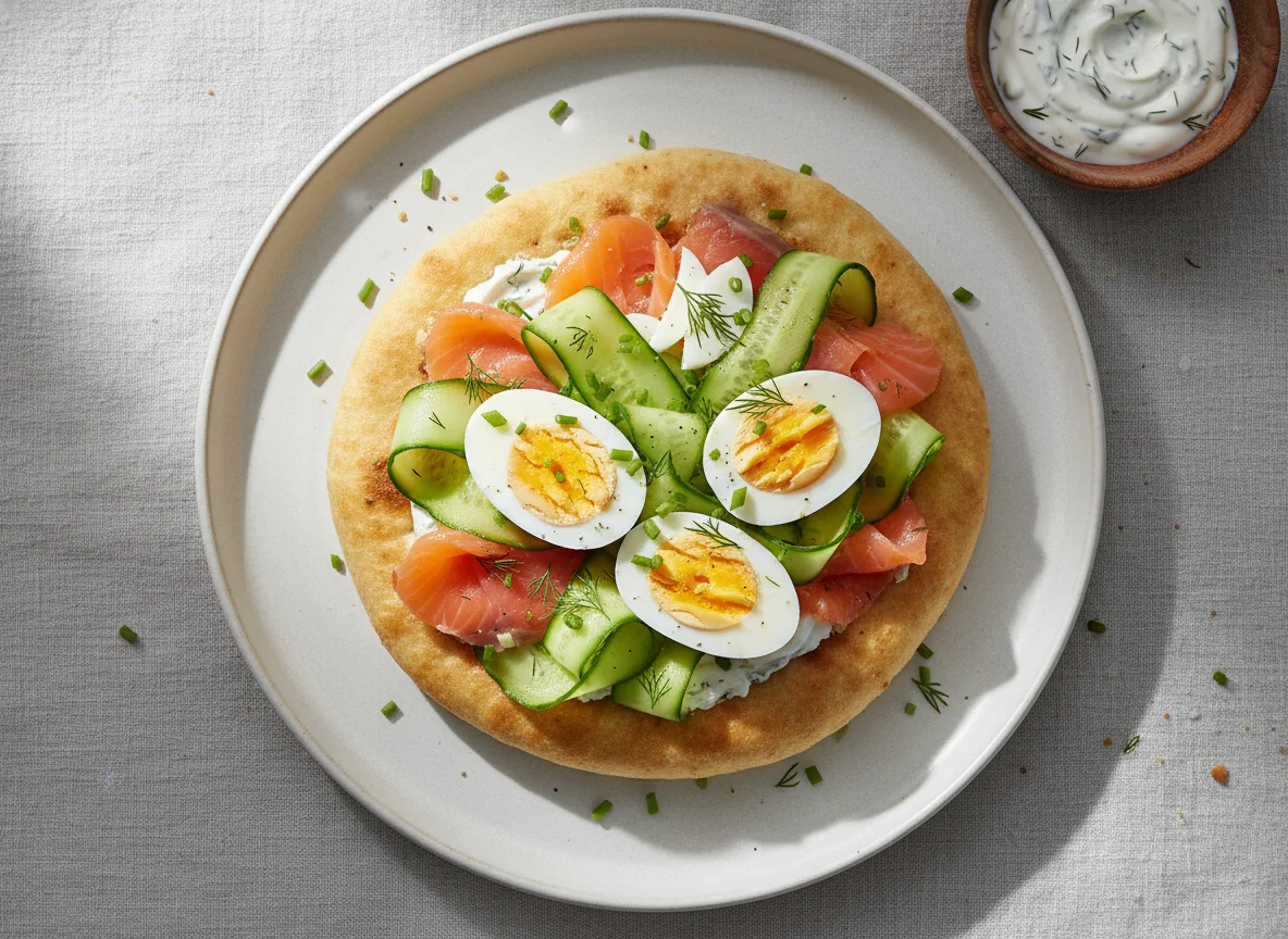 Сэндвич с лососем и огурцом photo