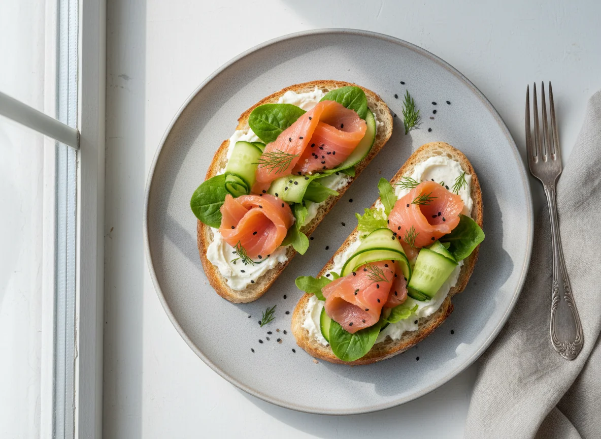 Сэндвич с лососем и овощами photo