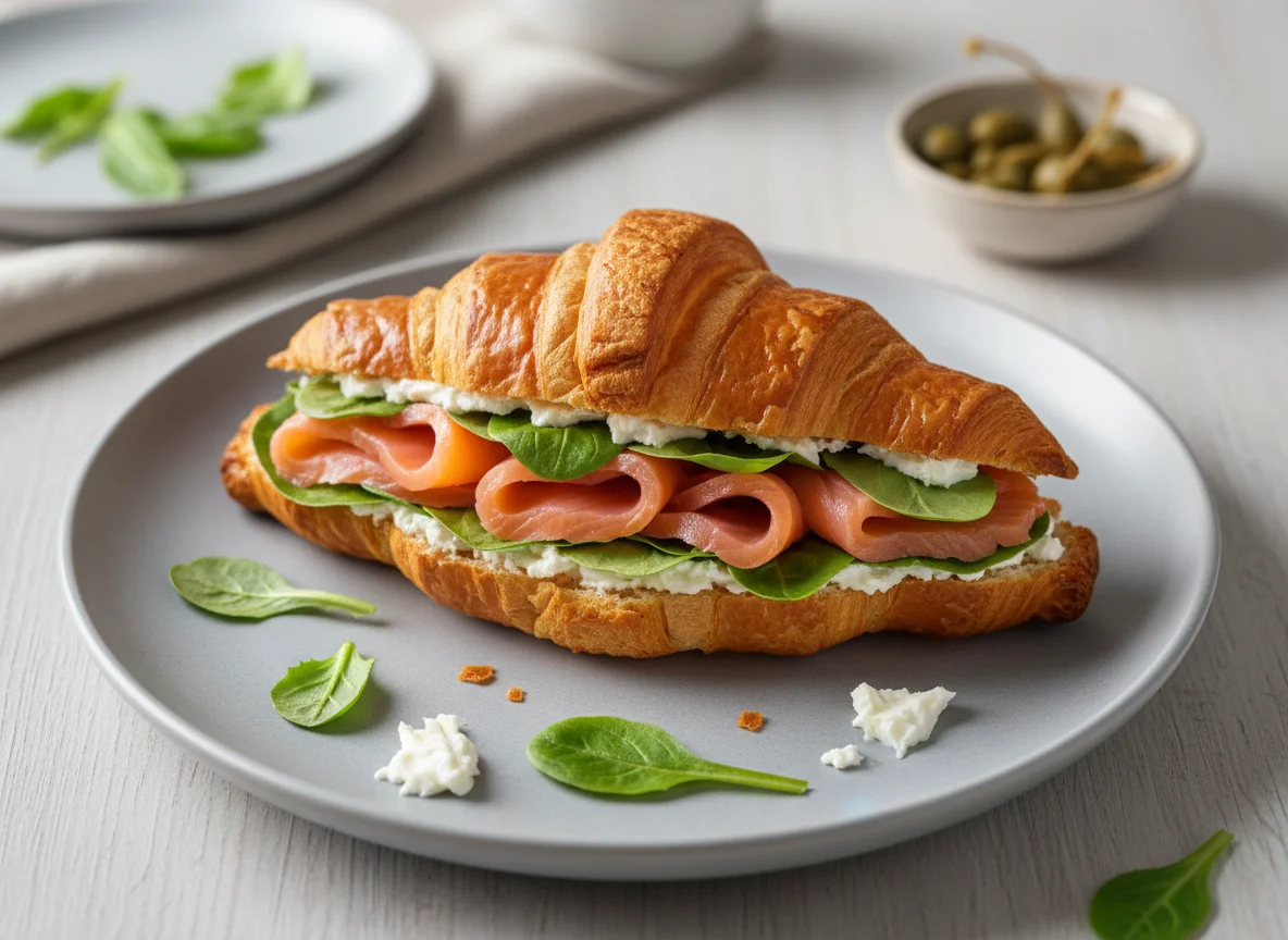 Сэндвич с лососем и салатом photo