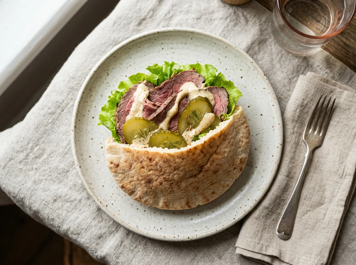 Сэндвич с ростбифом в пите photo