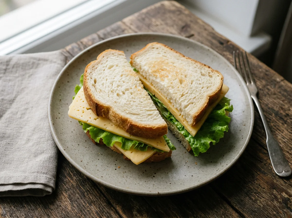 Сэндвич с сыром и салатом photo