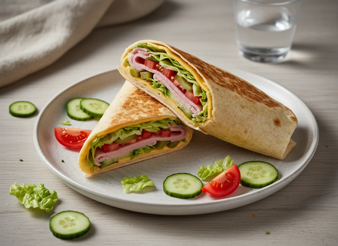 Сэндвич с ветчиной и овощами photo