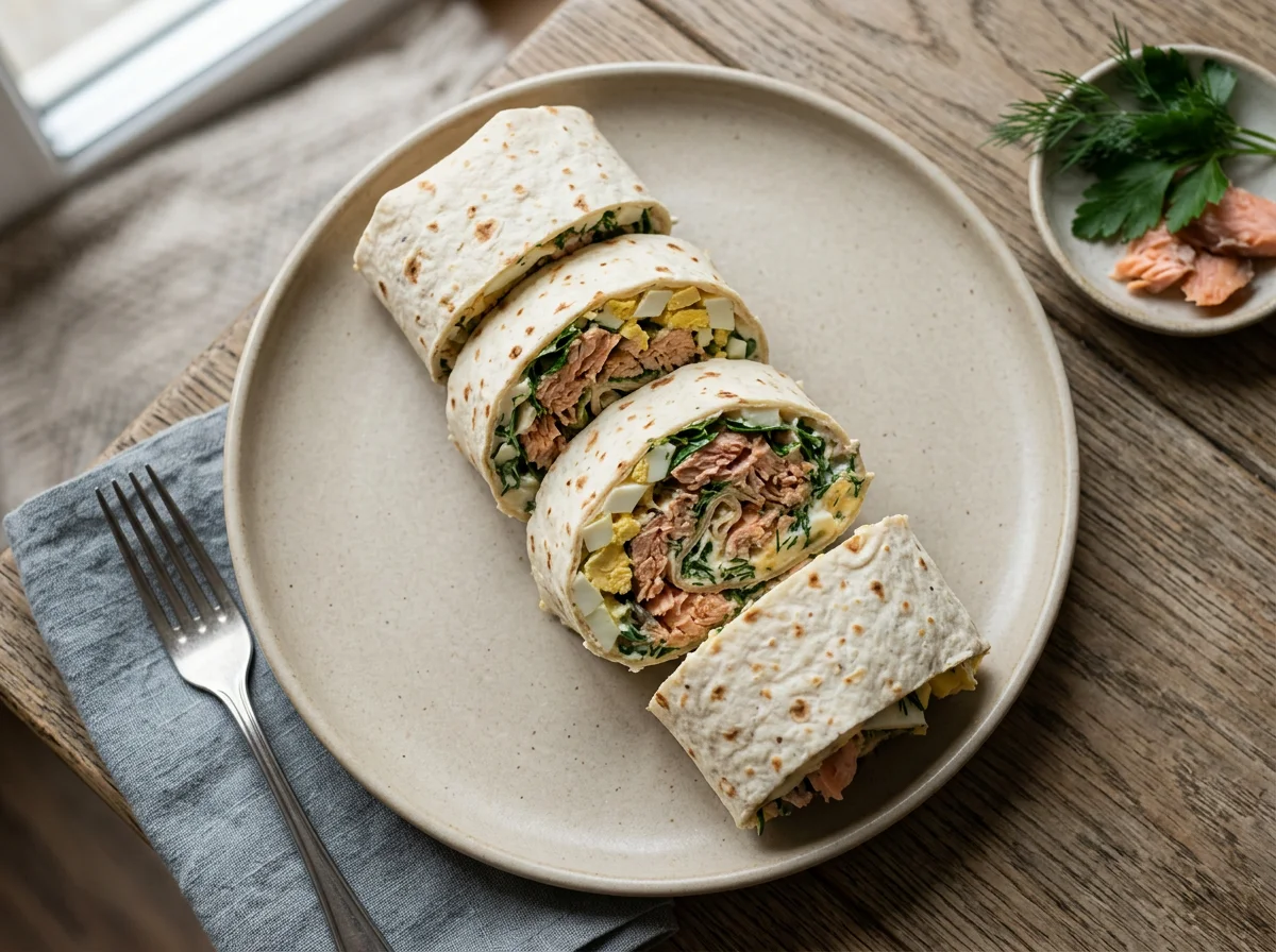 Сэндвич-ролл с горбушей и яйцом photo