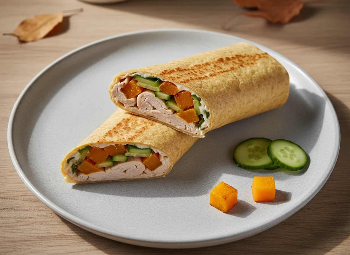 Сэндвич-ролл с индейкой и тыквой photo