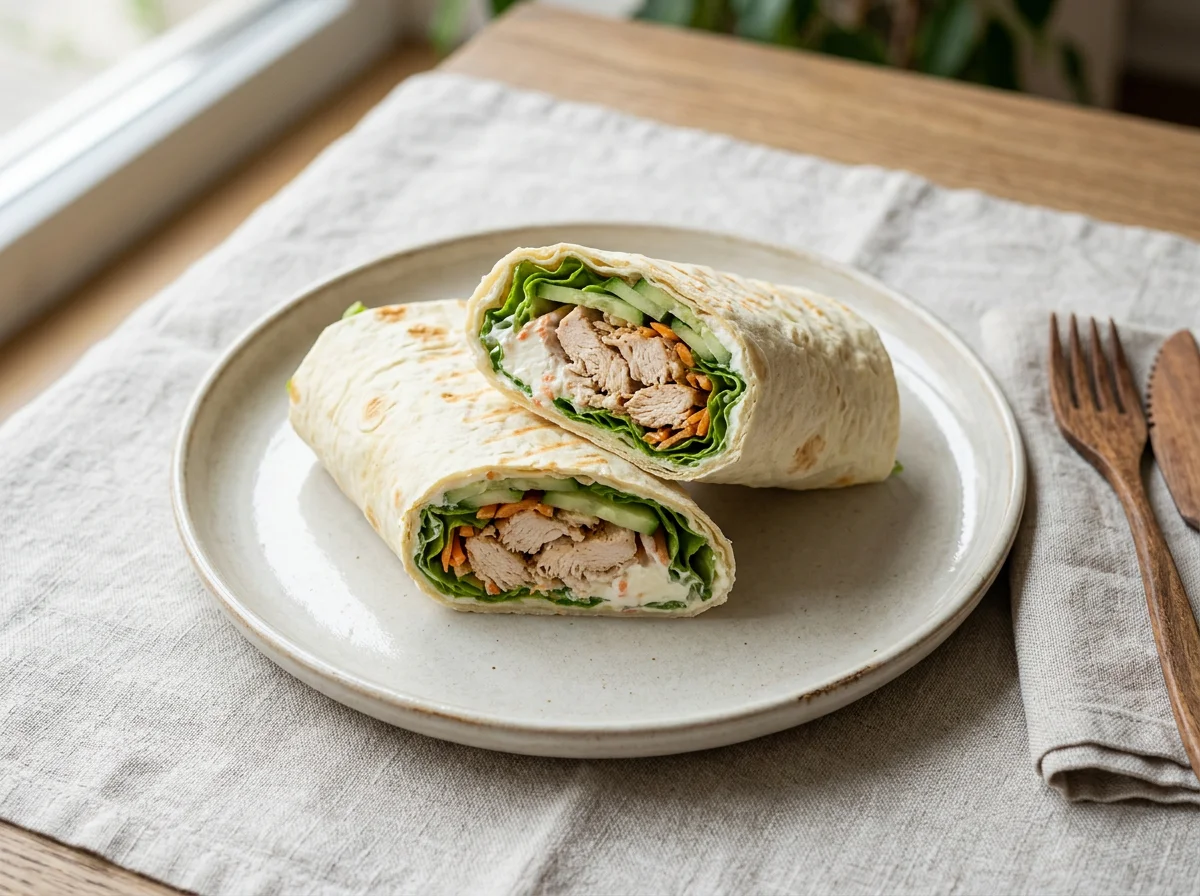 Сэндвич-ролл с курицей и сливочным сыром photo