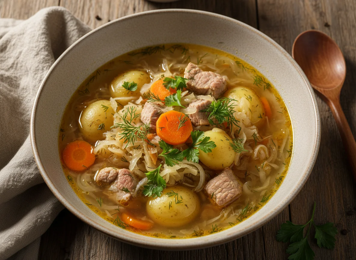 Щи из кислой капусты со свининой photo