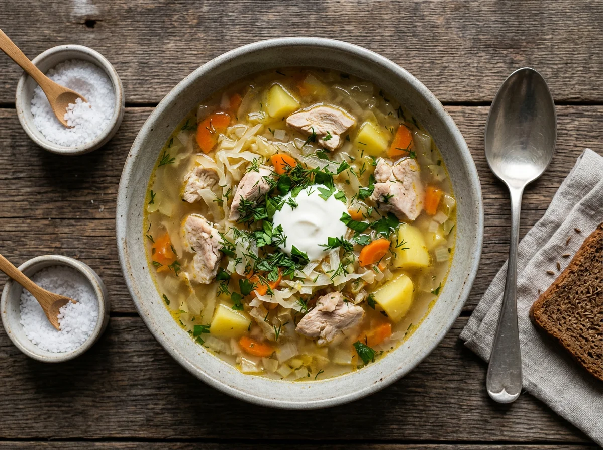 Щи из свежей капусты с курицей photo