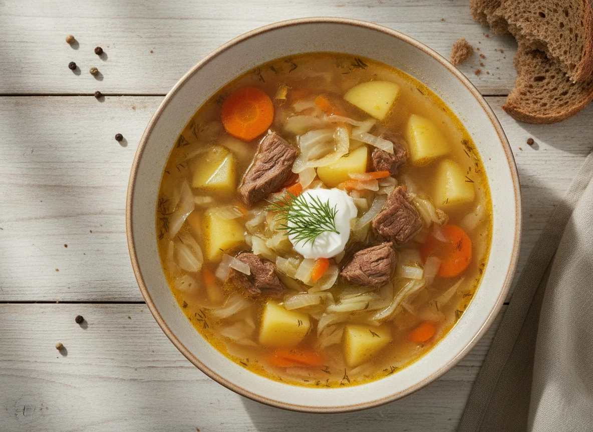 Щи из свежей капусты с мясом photo