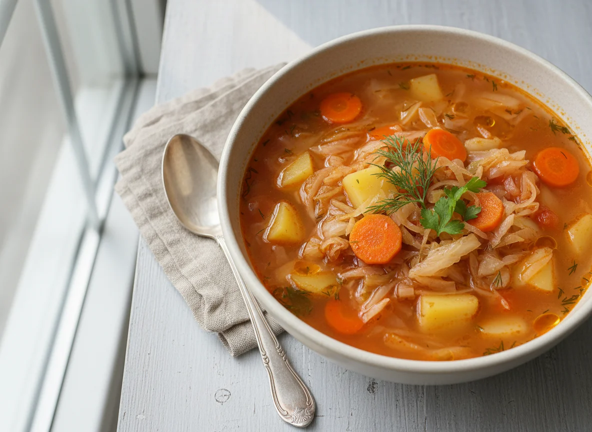 Щи летние из капусты без мяса photo