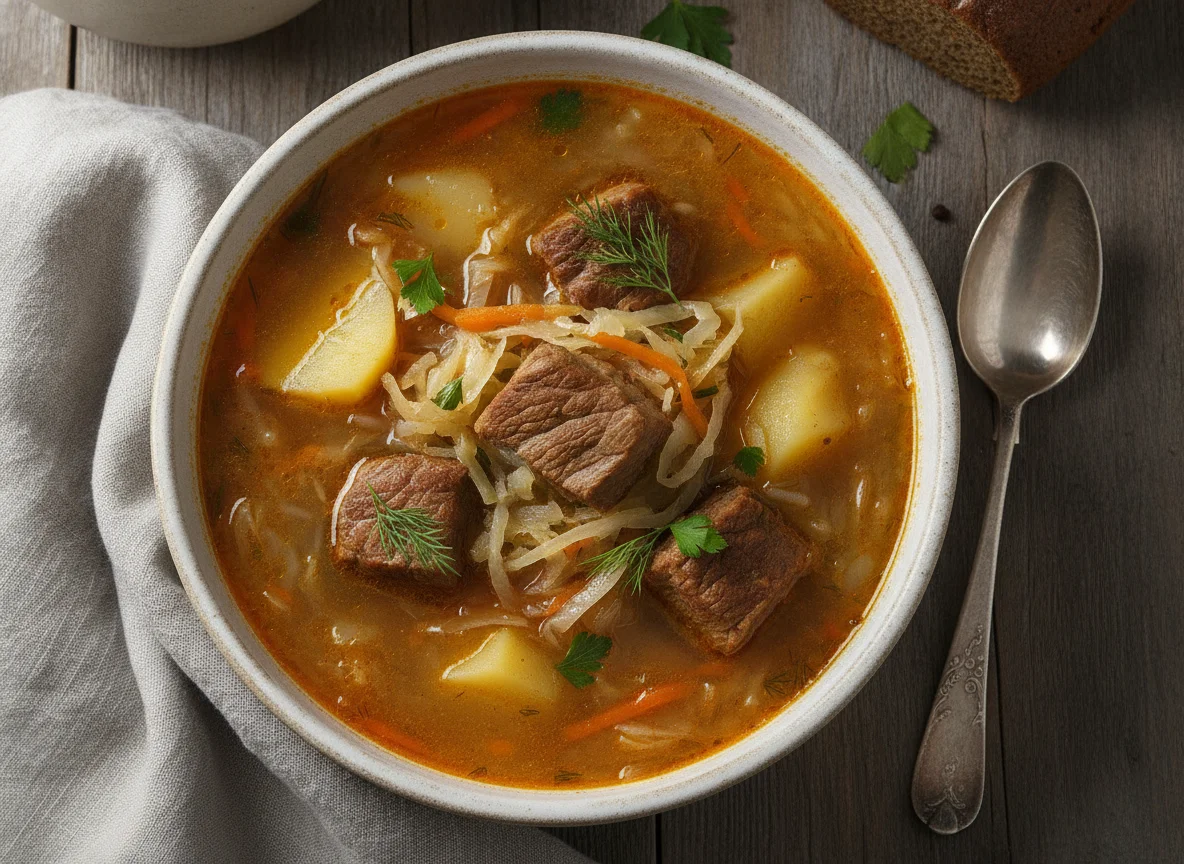 Щи с говядиной и картофелем photo