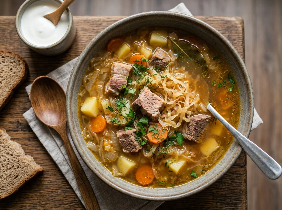 Щи с капустой и мясом photo