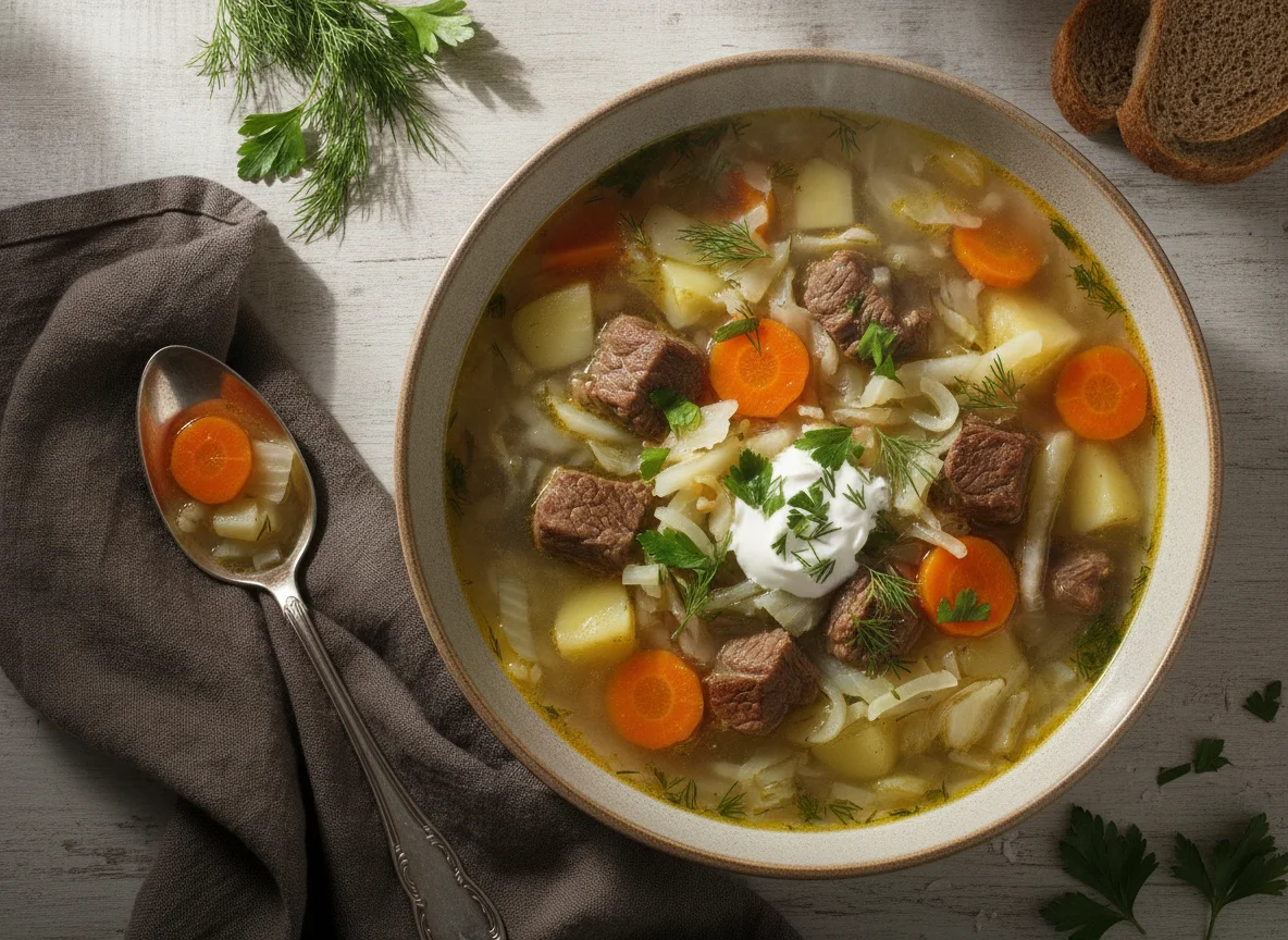 Щи с мясом и овощами photo