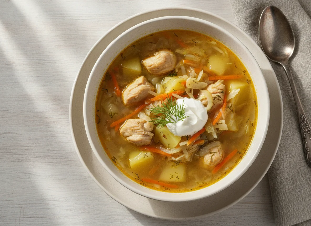 Щи со свежей капустой и курицей photo