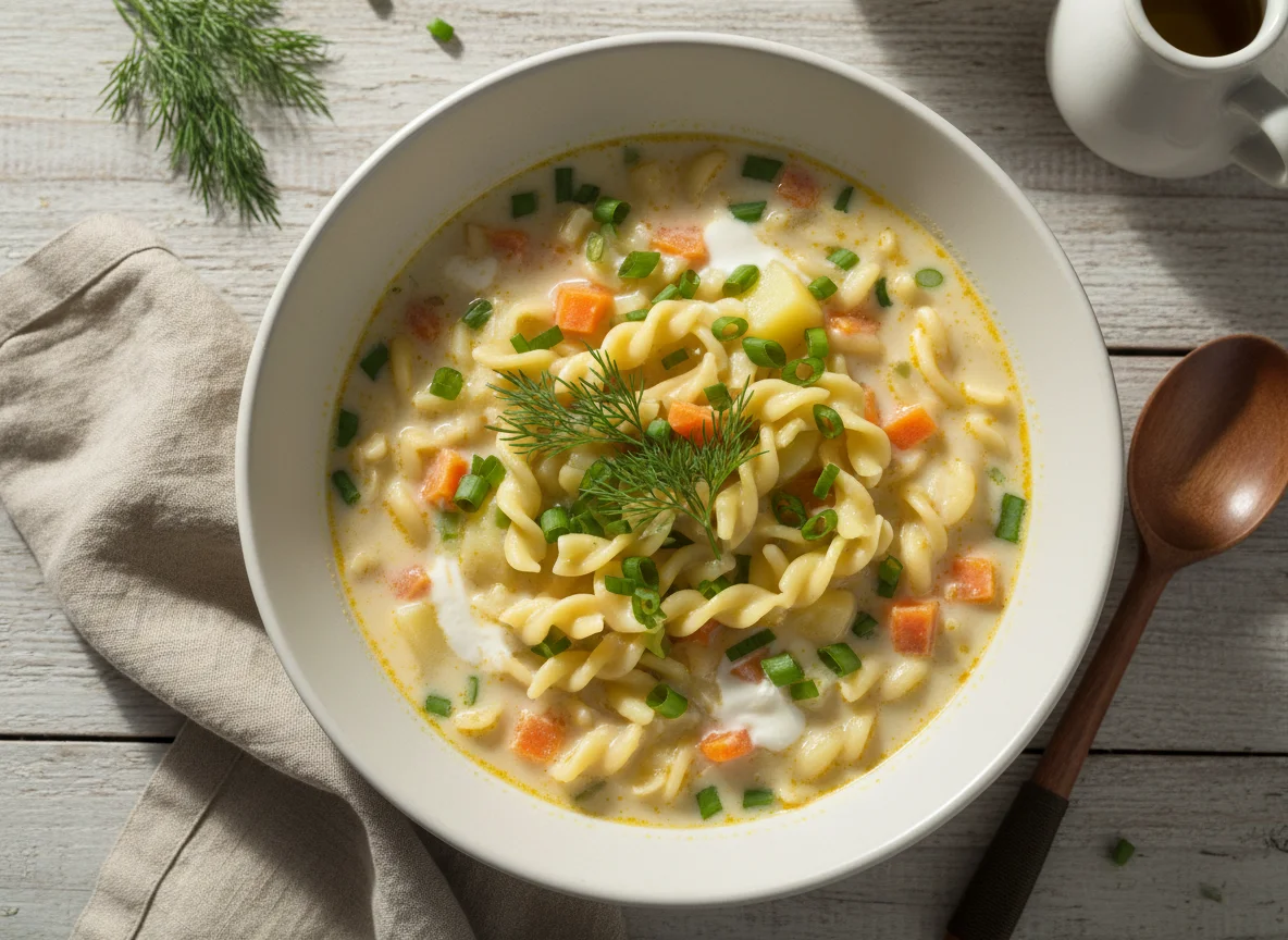 Сливочный суп с лапшой photo