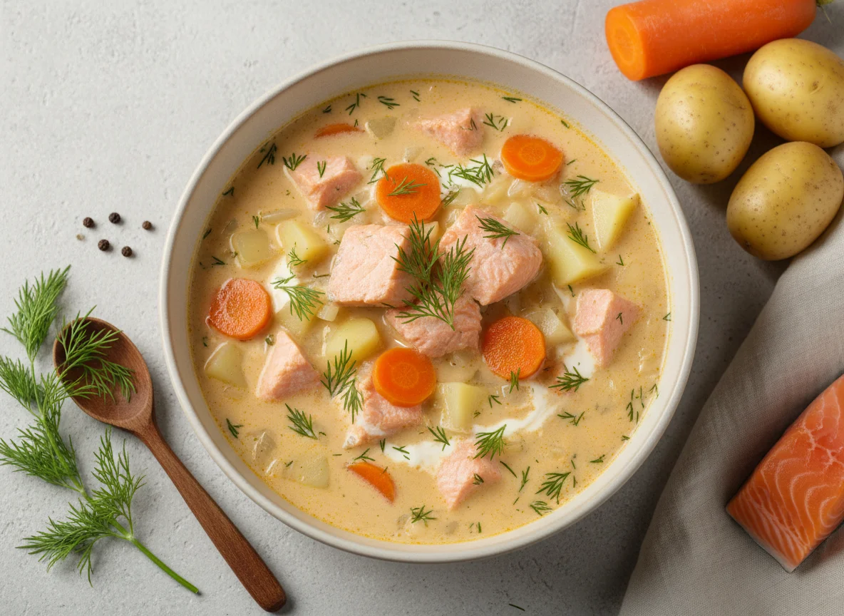 Сливочный суп с лососем photo