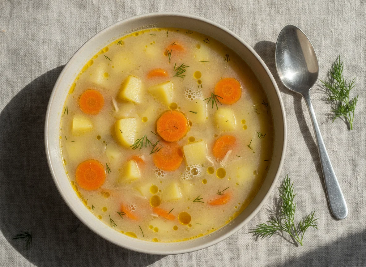 Сливочный суп с овощами и зеленью photo