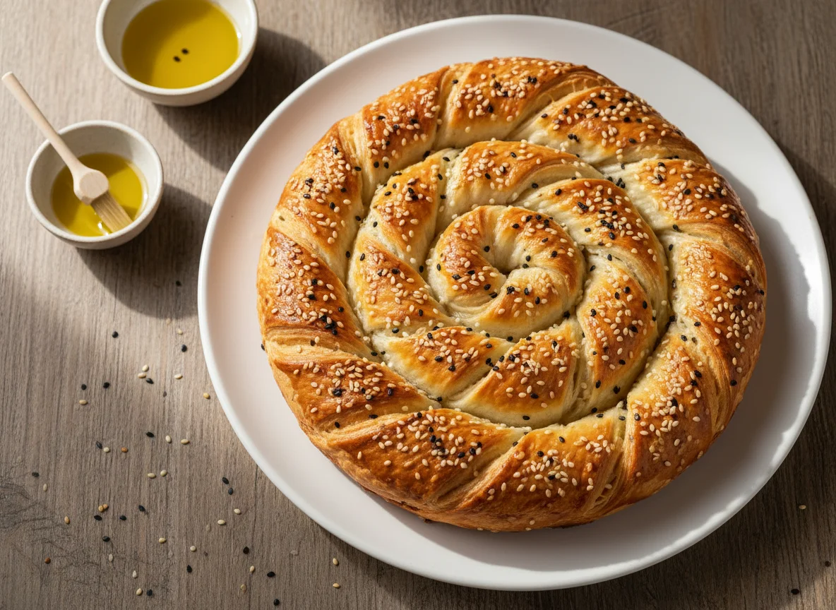 Слоеный пирог с кунжутом photo