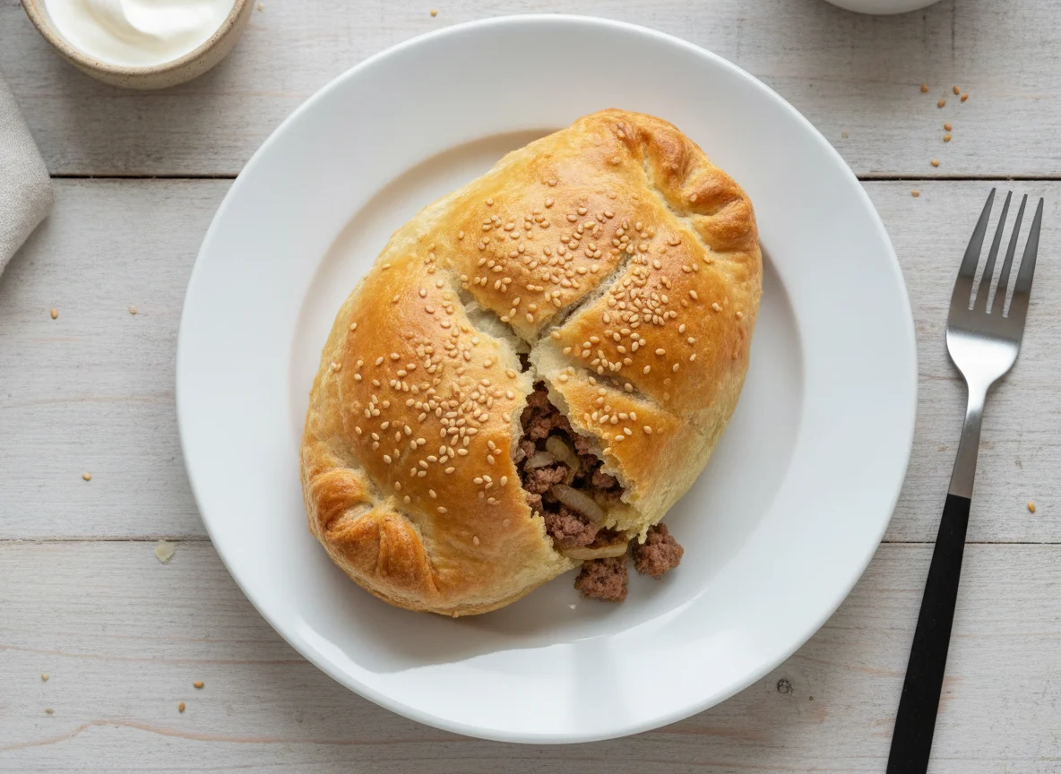 Слоеный пирожок с мясом photo