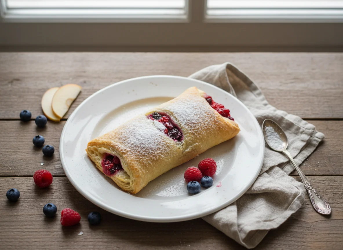 Слойка с начинкой и сахарной пудрой photo