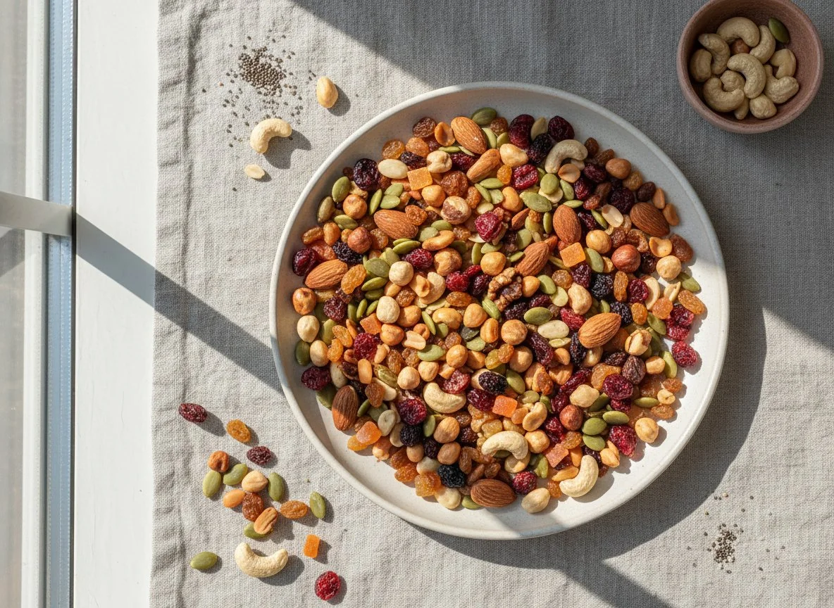 Смесь орехов, семян и сухофруктов photo