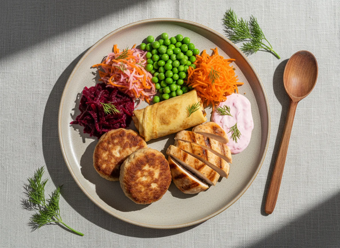 Смешанное блюдо с мясом и овощами photo