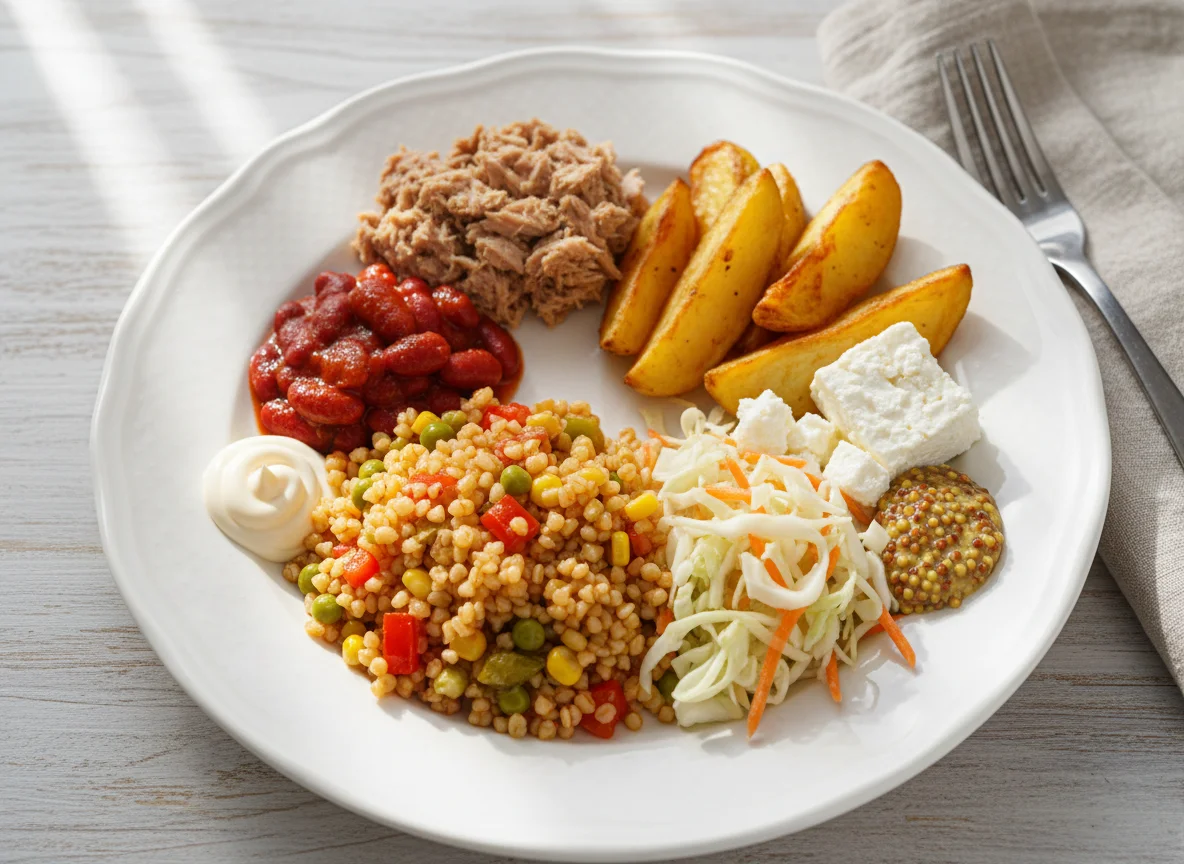 Смешанный обед с тунцом и булгуром photo