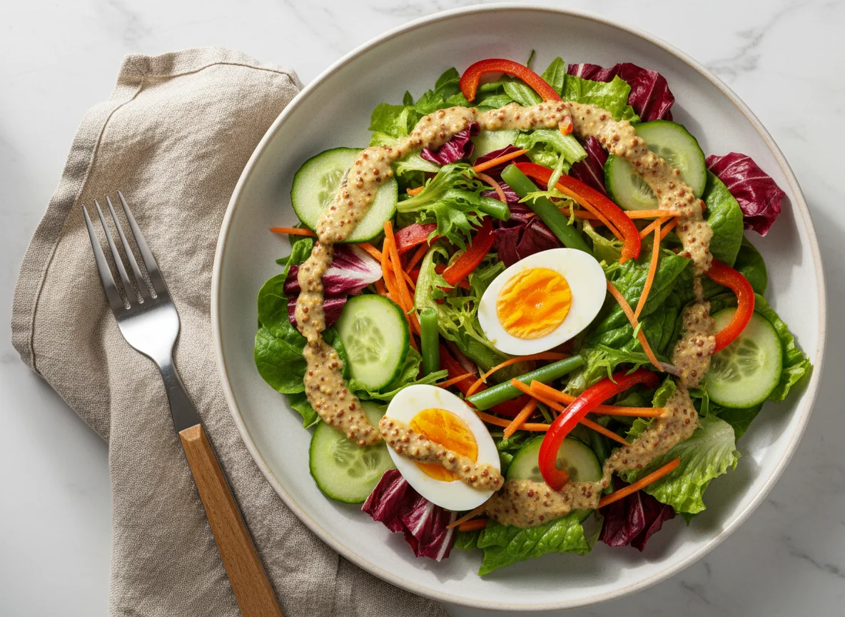 Смешанный салат с овощами и яйцом photo