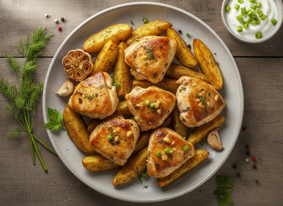 Сочная курица с чесноком photo