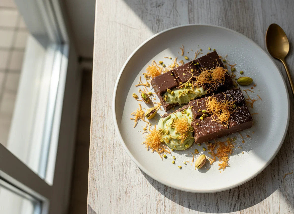 Шоколад с фисташковым кремом и кадаифом photo