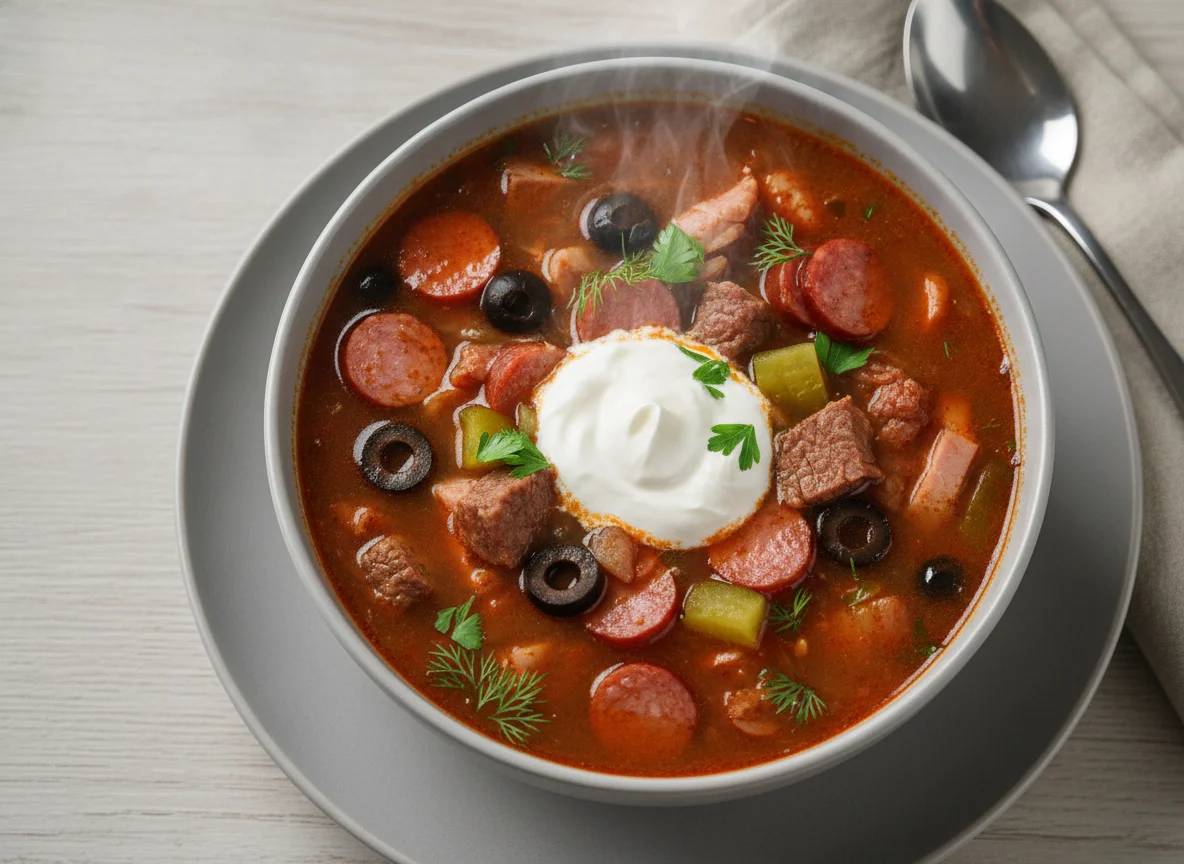 Солянка мясная со сметаной photo