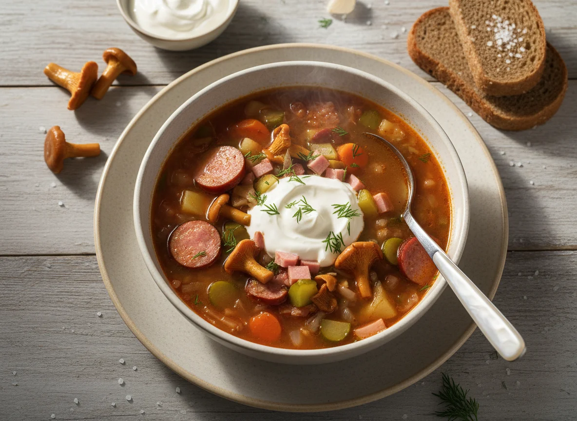 Солянка с грибами и сметаной photo