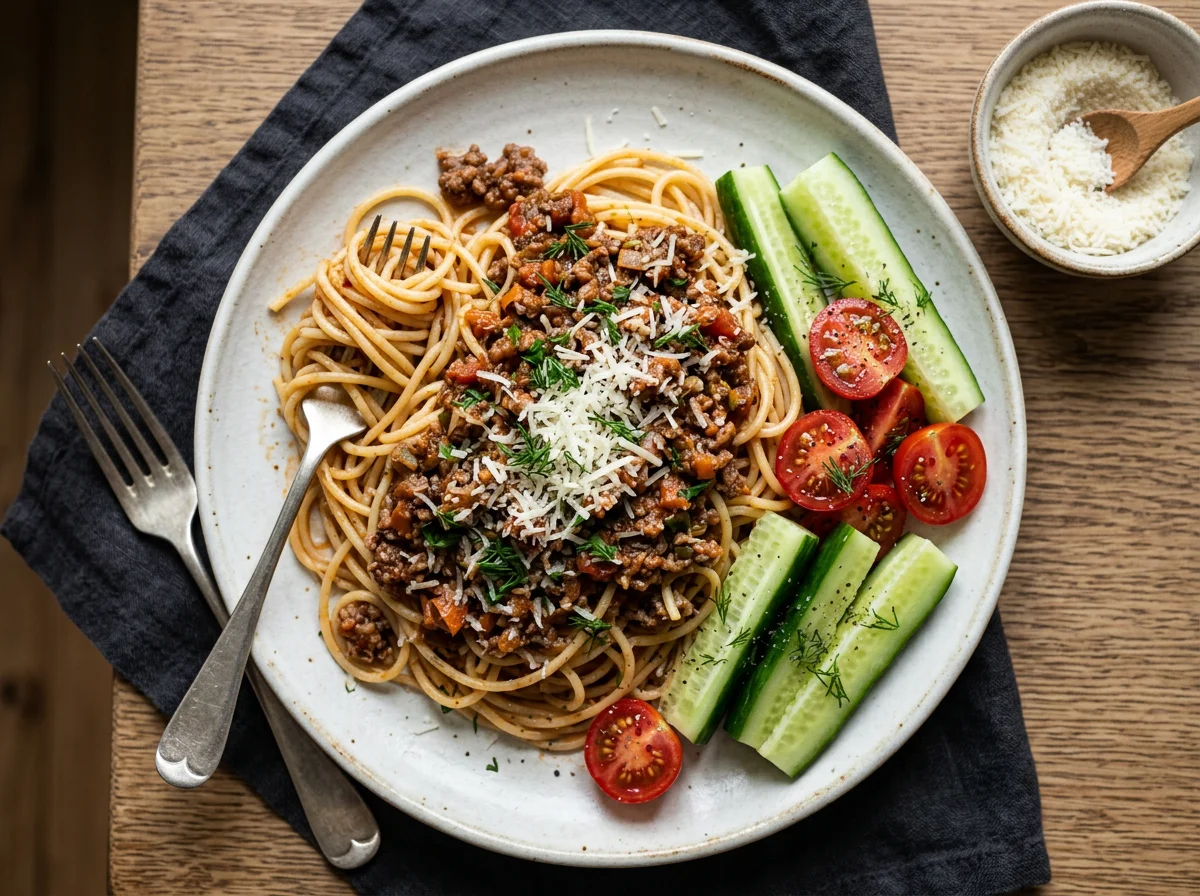 Спагетти Болоньезе с овощами photo