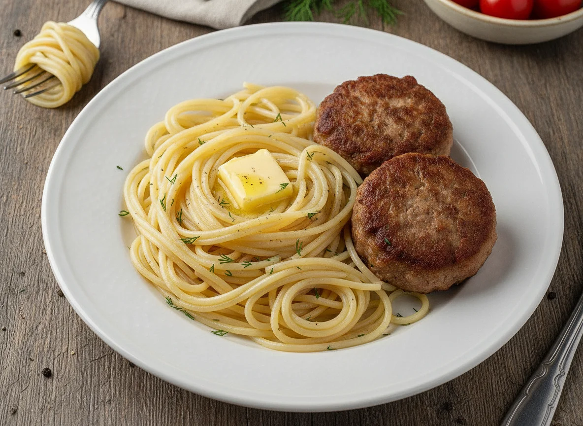 Спагетти с мясными котлетами photo
