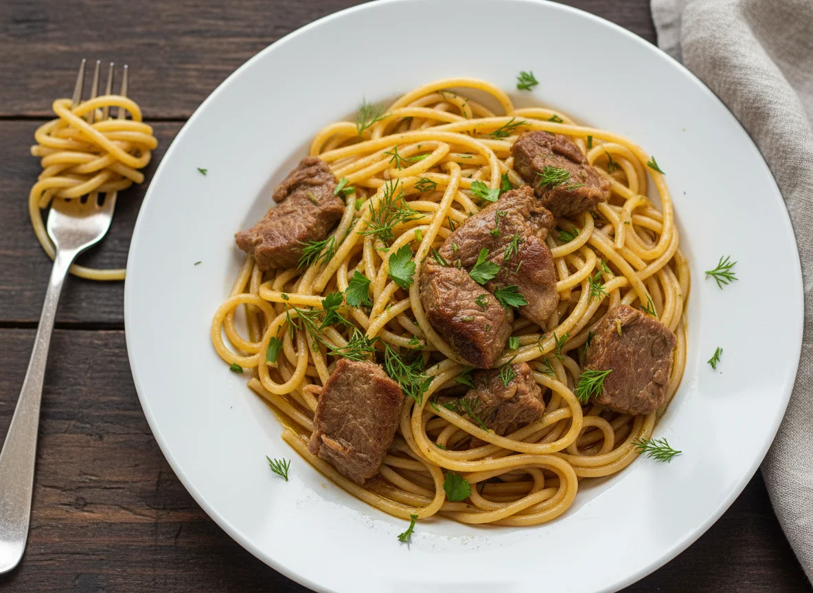 Спагетти с мясом photo