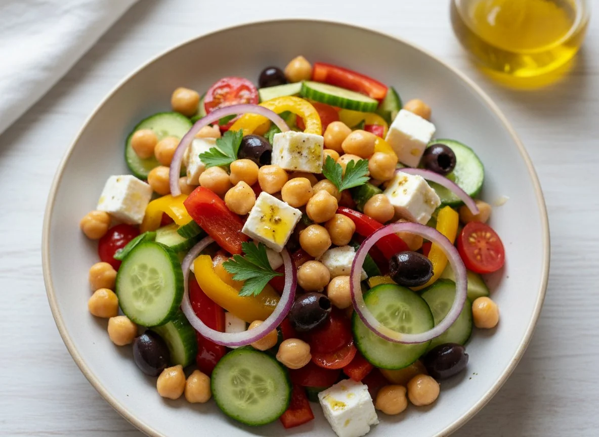 Средиземноморский салат с нутом и фетой photo