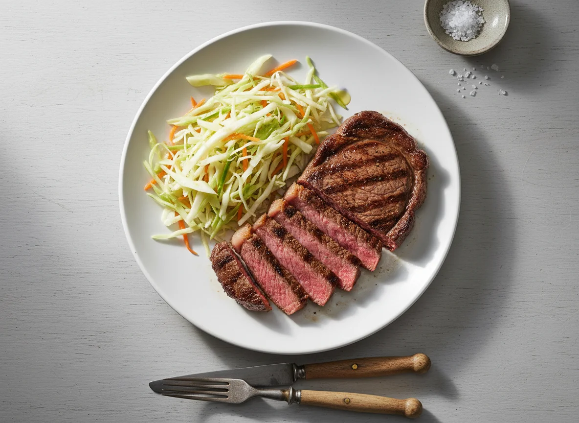 Стейк с капустным салатом photo