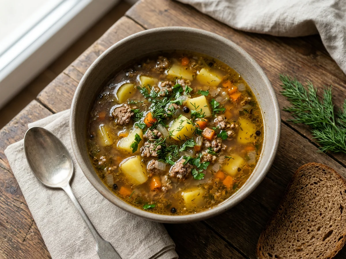 Суп с фаршем и овощами photo