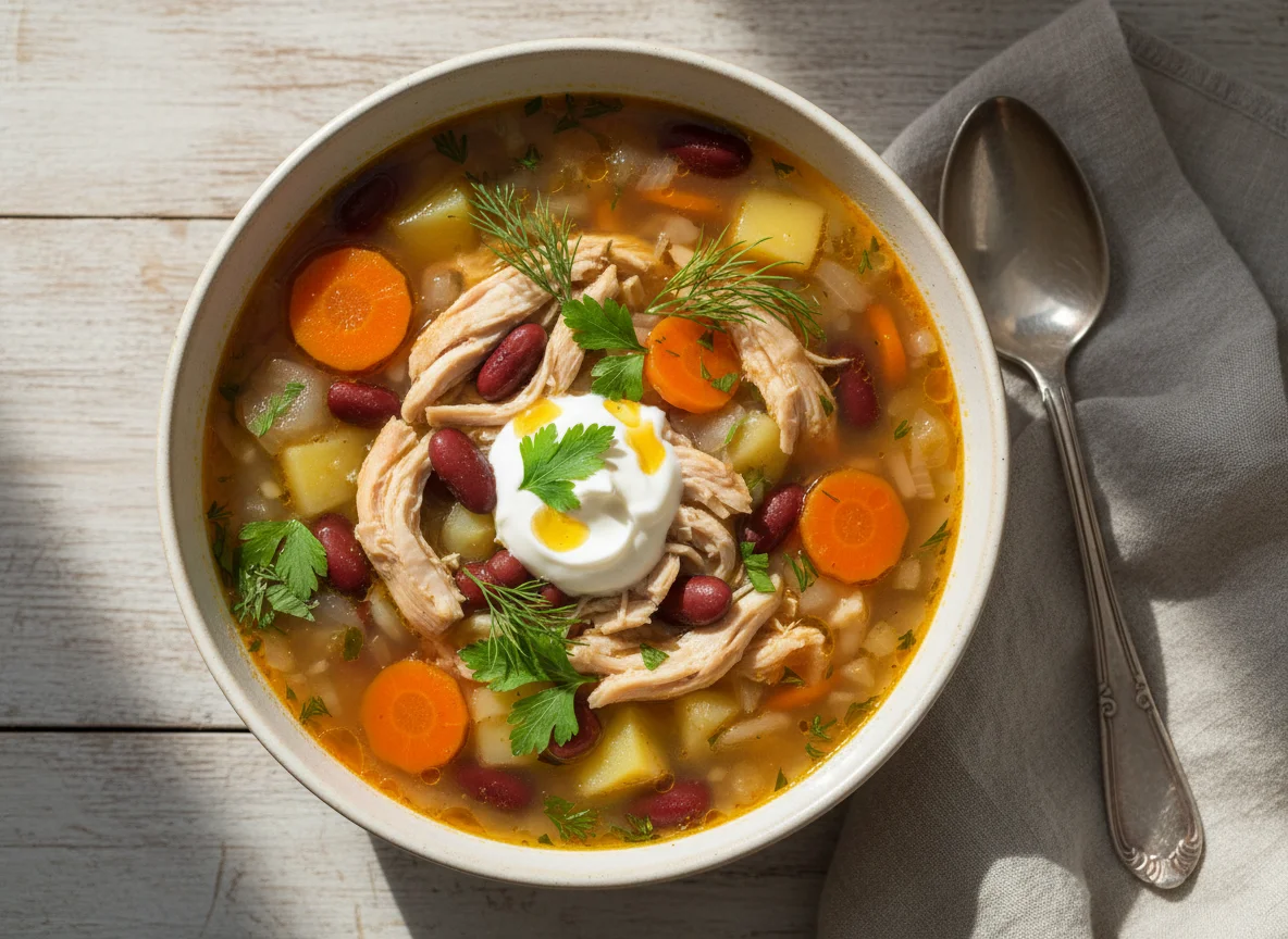 Суп с фасолью и курицей photo