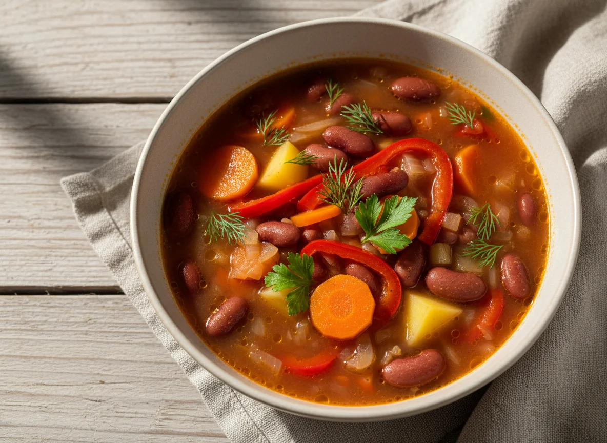 Суп с фасолью и овощами photo