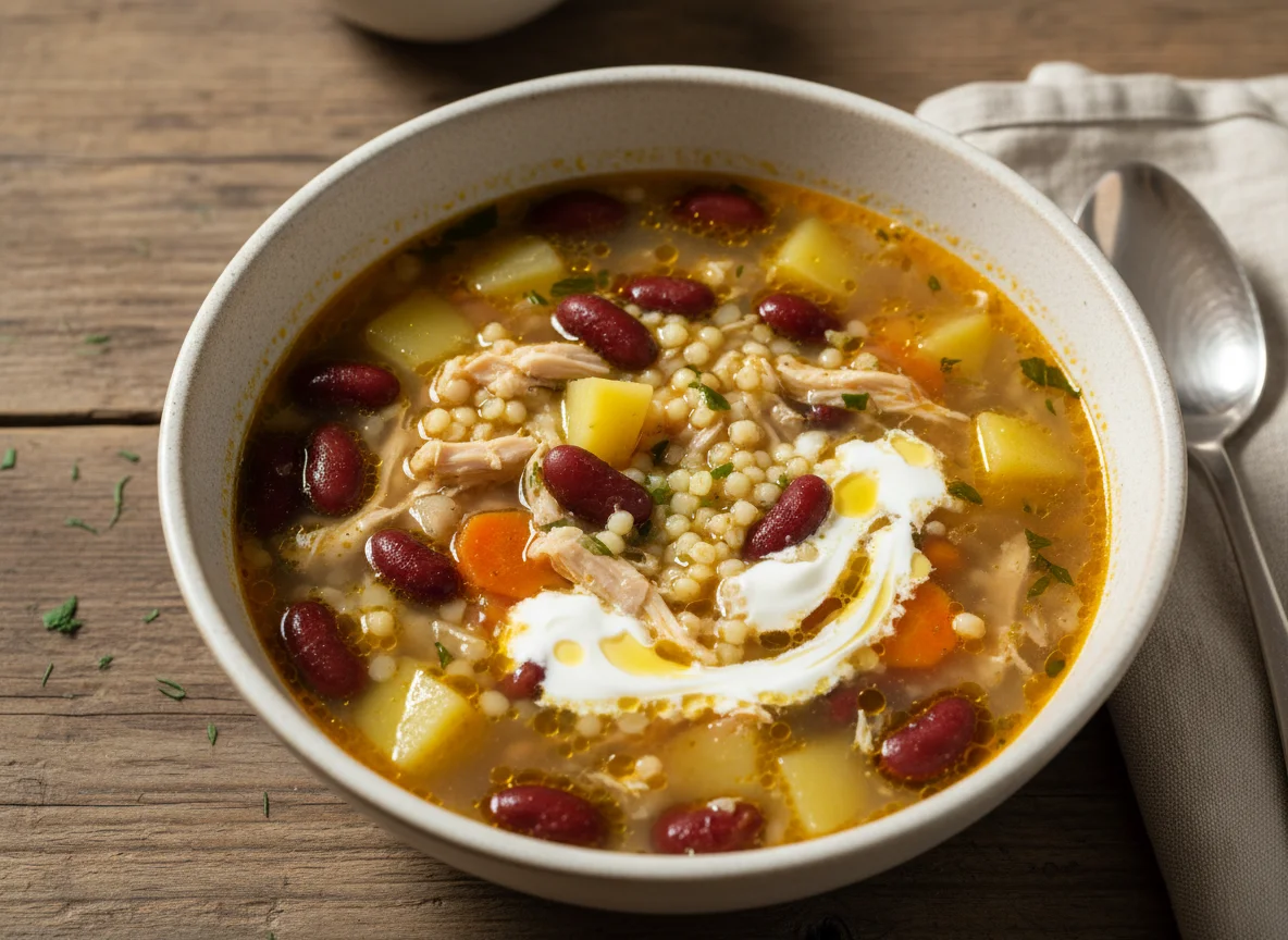 Суп с фасолью, картофелем и кускусом photo