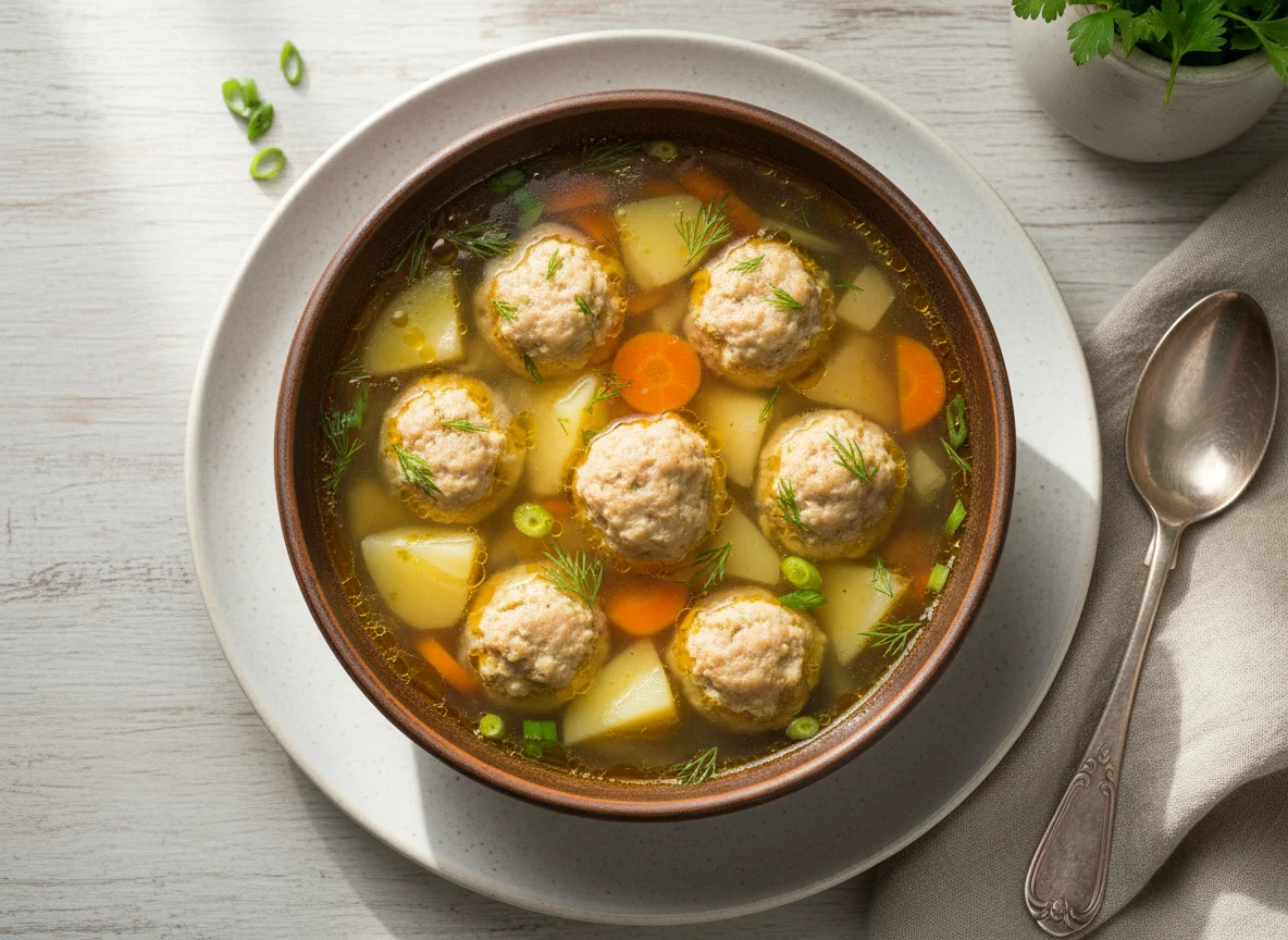 Суп с фрикадельками и картофелем photo